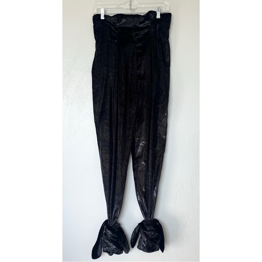 The Attico Black Metallic Velvet With Ankle Tie Pants Size 42 IT/4-6 US
